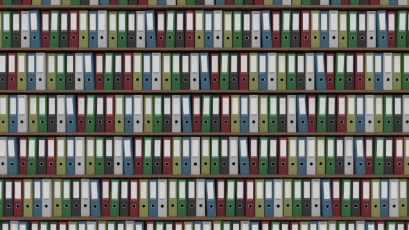 Big Archive Full Of Colored Binders Horizontal.  Seamless Loop Able Footage