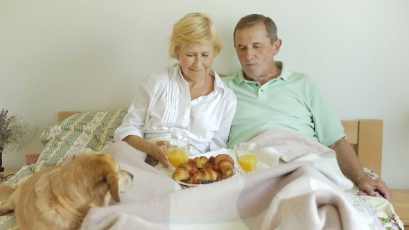 Wife Feeds Husband Lunch.