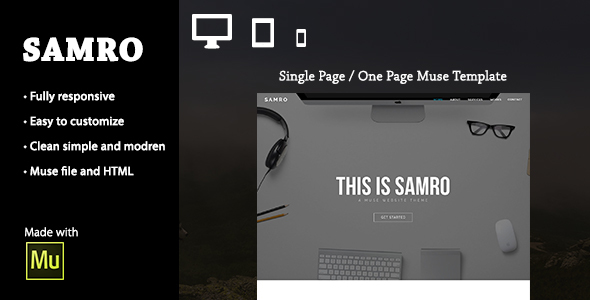 Samro - Responsive Single Page / One Page Muse Template