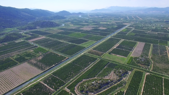 Aerial View Of Beautiful Neretva Valley In Southern Croatia.