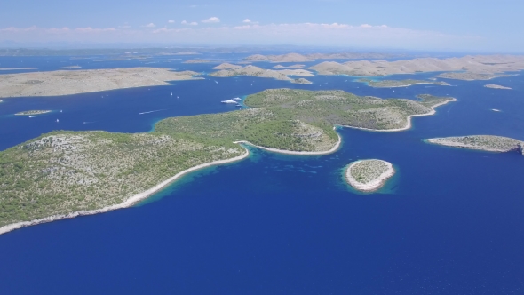 Aerial View of the National Park Kornati, Kornati Archipelago.
