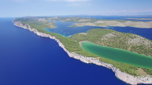 Aerial View Of The Slano Lake In Nature Park Telascica