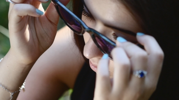  Of Caucasian Girl Wears Sunglasses In 