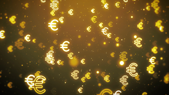 Euro Currency Symbol Flying Motion