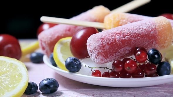 Popsicles With Berries And Fruit