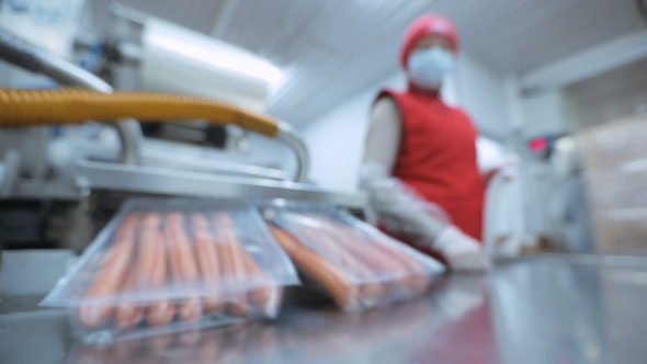 Packing Sausages And Labeling Boxes