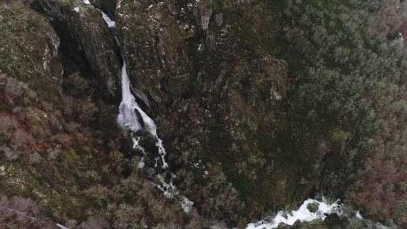 Waterfall in Winter in the Snow