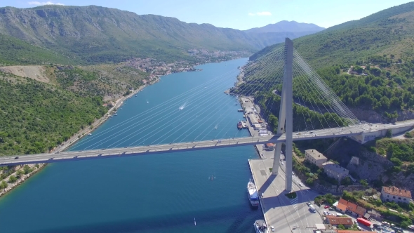 Aerial View Of Dubrovnik Bridge - Entrance To The City