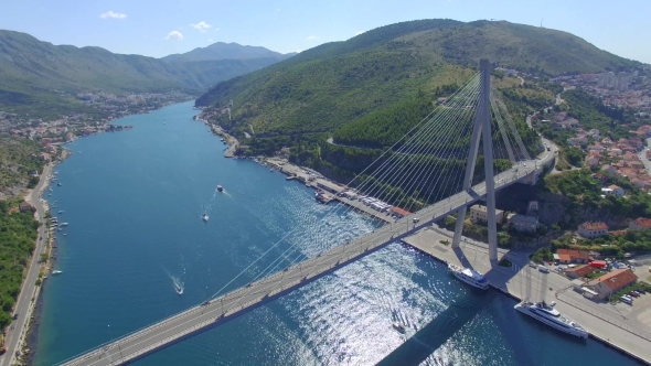 Aerial View Of Dubrovnik Bridge - Entrance To The City