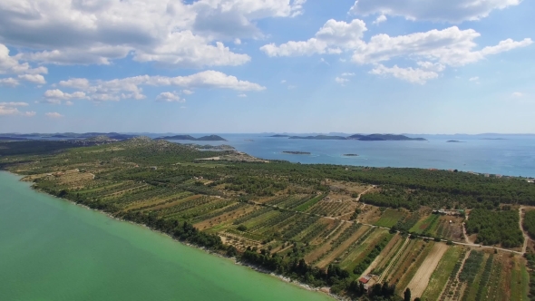 Vransko Lake And Landscape Aerial View, Croatia