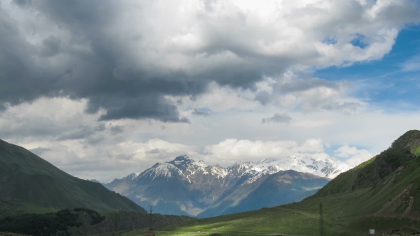 Clouds Moving Over The Georgian Mountains