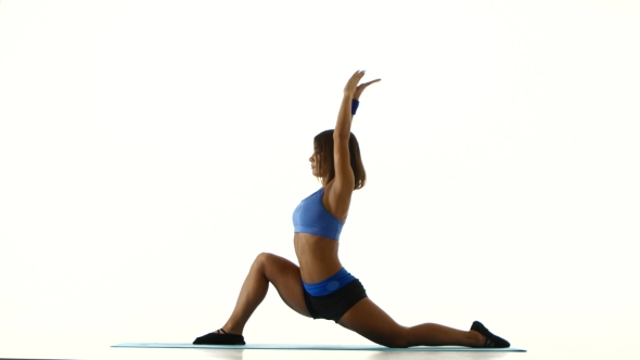 Woman On The Transverse Twine Isolated In The Room. White