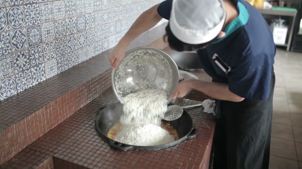 Rice Is Added To Steamed Vegetables And Lamb.