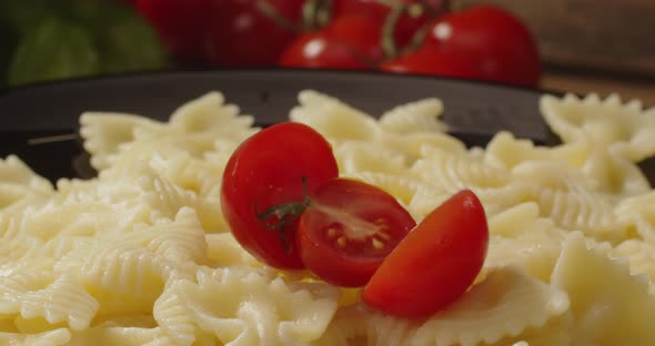 Ready Pasta Dish With Cherry Tomatoes And Parmesan