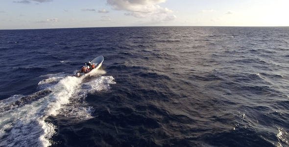 Mexico Ocean Fly Over Fishing Boat 06