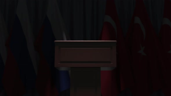 Many Flags of Turkey and Russia