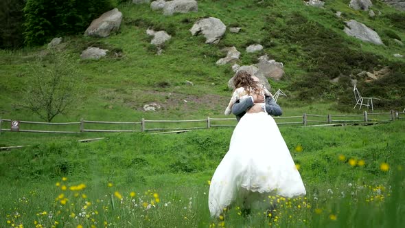 Romantic Wedding Moment Couple of Newlyweds Smiling Portrait