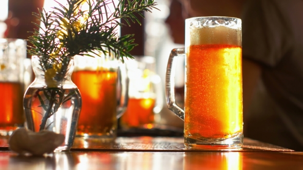 Freshly Poured Large Beer With Foam