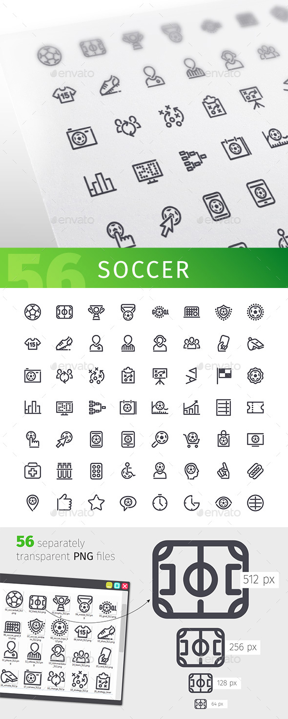 Soccer Line Icons Set