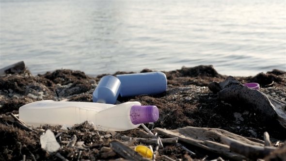 Dump Garbage On The Beach Near The Sea, Environmental Pollution