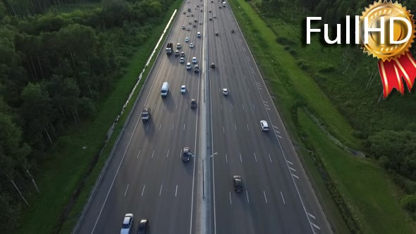 Aerial View of Traffic on a Motorway Ring Road