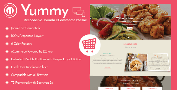 Yummy - Responsive Joomla Restaurant Template