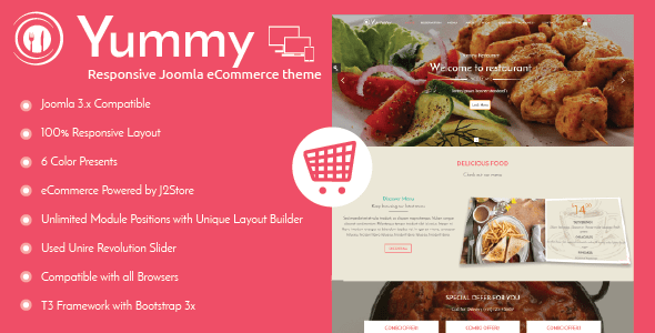 Yummy - responsywny szablon restauracji Joomla