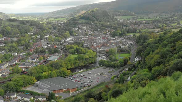 Llangollen a Tourist Town in North East Wales Aerial View