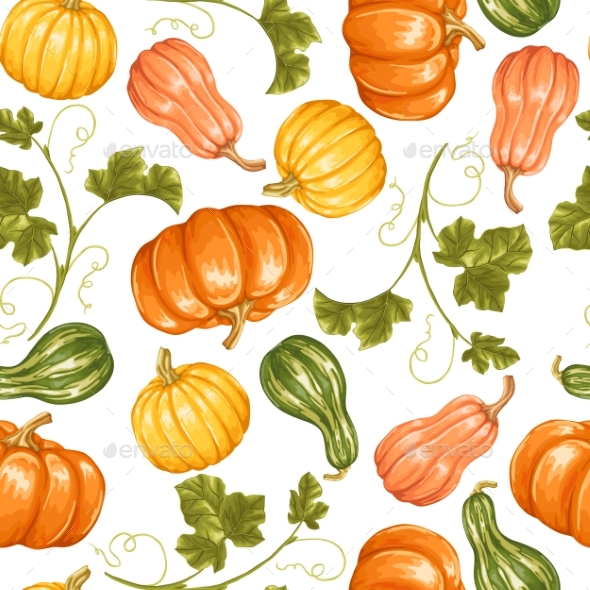 Seamless Pattern with Pumpkins