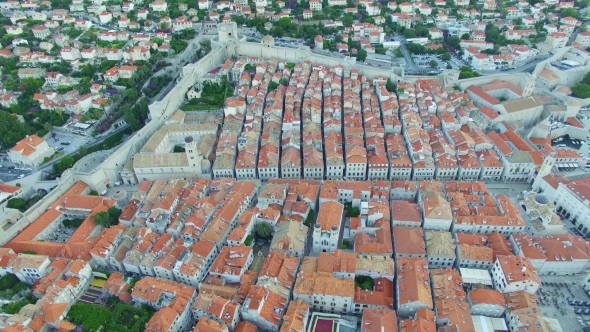 Aerial View Of The Old City Of Dubrovnik Before Sunrise