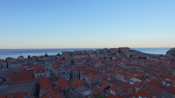 Aerial View Of The Old City Of Dubrovnik Before Sunrise