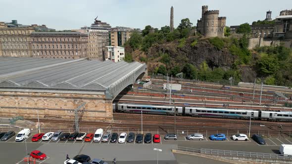 Aerial Video Edinburgh Waverley Train Station