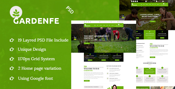 GARDENFE- Gardening and Landscaping PSD Template