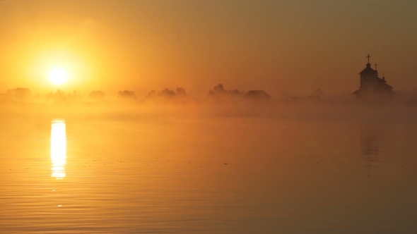 Sunrise On The Lake, Sunrise Over River, Morning Landscape