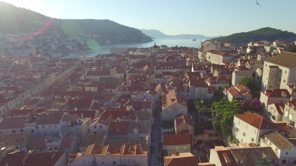 Aerial View Of The Old City Of Dubrovnik During Sunrise