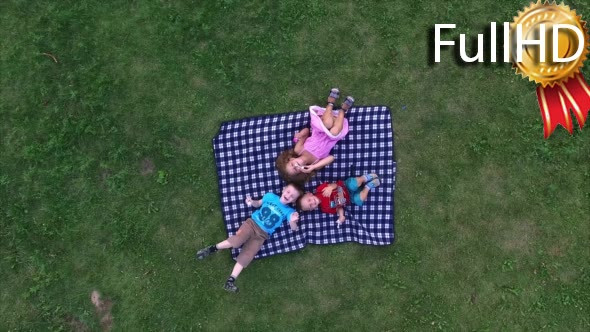 Aerial Video on a Group of Children Lying