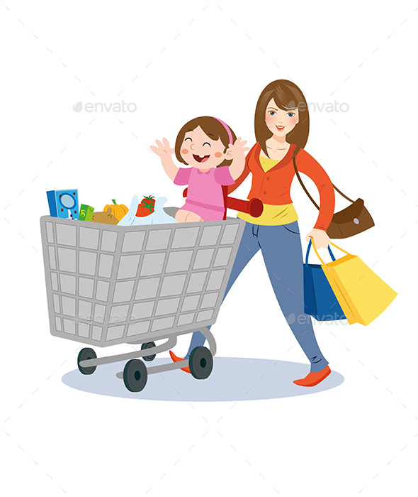 Mom and Child Shopping