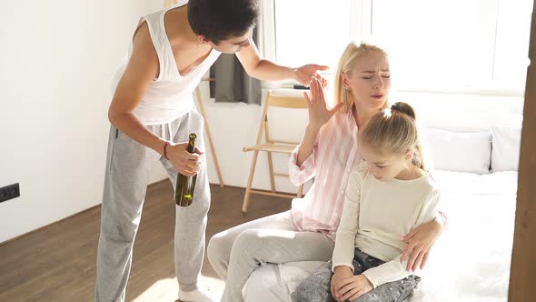 Female Parent with Girl Endure Father's Disgusting Behavior in the House