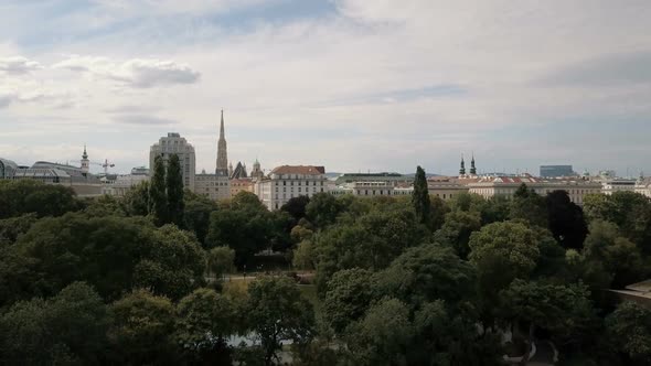 Vienna City Skyline Aerial Shot. AERIAL View of Vienna. St. Stephen's Cathedral and Cityscape City