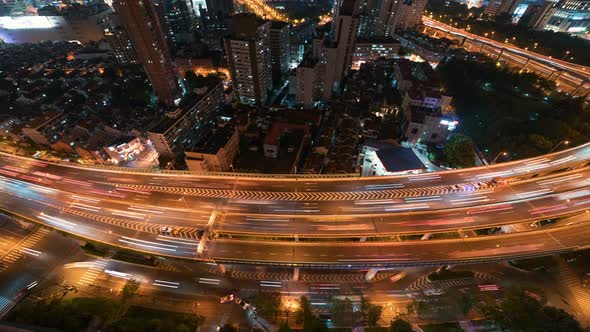 Above Shanghai Highway's Traffic in Shanghai, China