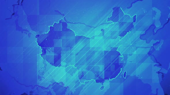 Futuristic China Map Business News Background