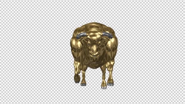 Running Bull - Gold and Silver - Front View - Transparent Loop
