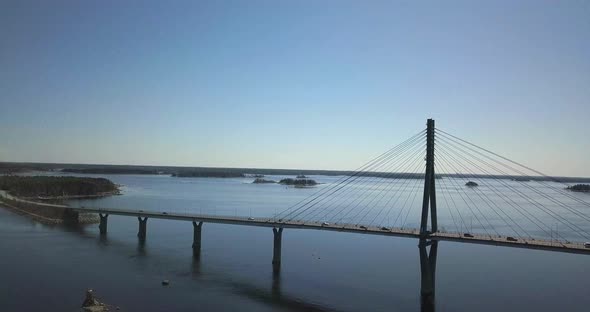 Birds eye view of the William Natcher bridge over the Ohio river