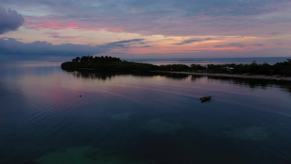 Sunrise Over the Sea in the Tropics Aerial View