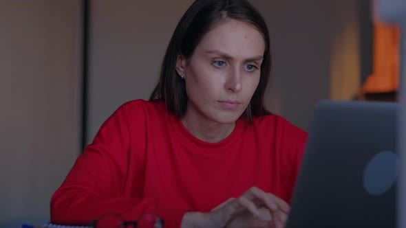 Upset Woman Annoyed Using Stuck Laptop