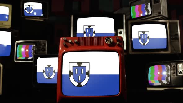 Flag of Bottrop, Germany, on Retro TVs.