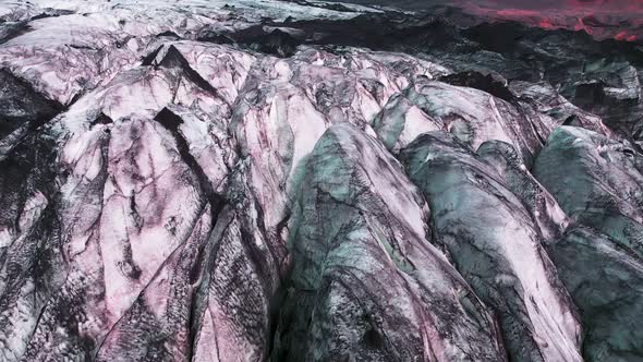 footage of glacial valley, melting glaciers