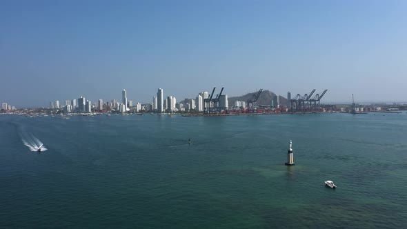 The Cartagena Harbor with City Panorama