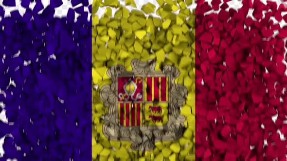 Andorra Flag Breaking Rocks Transition