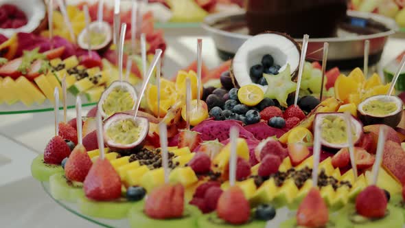 Table with Cuted Fruits on the Wedding
